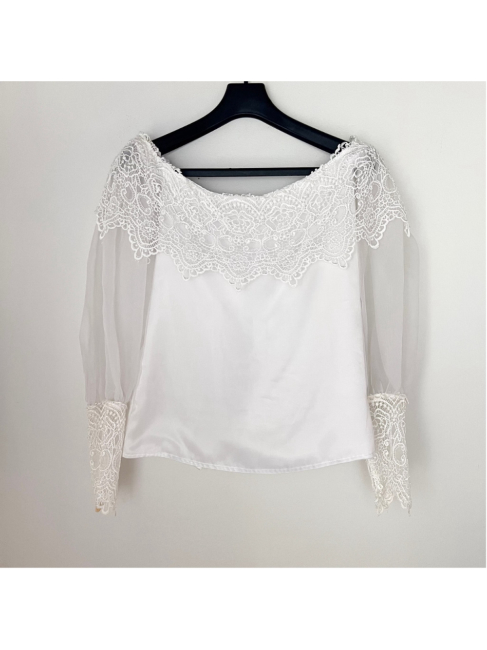 Vintage Scott McClintock White Blouse Lace Overlay Victorian Coquette Sz 10